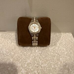 Relic Silver and White Watch with Crystal Accents